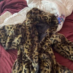 Big Cheetah Print Fur Jacket with Hood